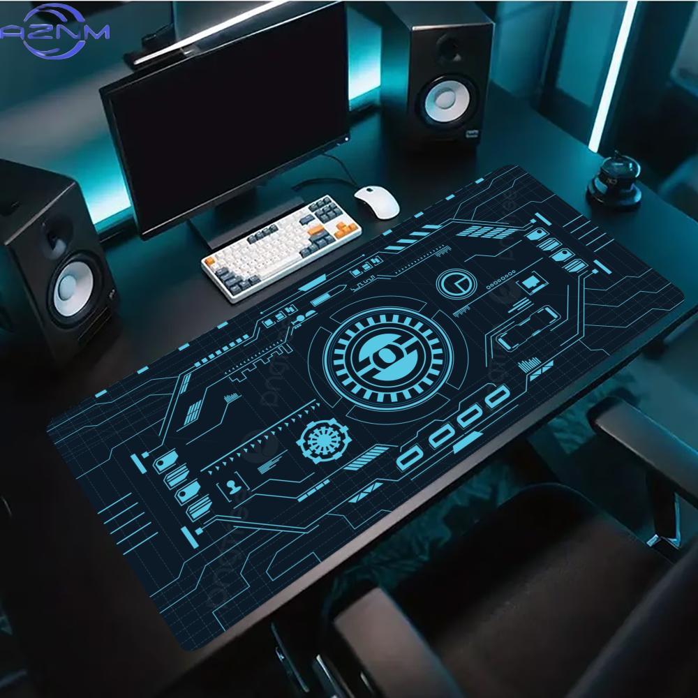 Office Print Tech - Dunkelblau Sci-Fi Circuit Erweitertes Gaming-Mauspad Rutschfeste