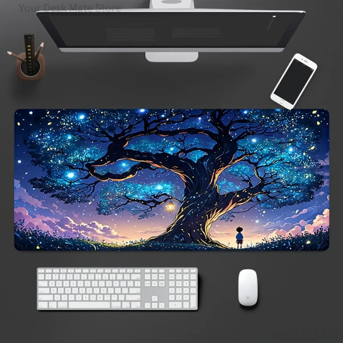 Office Tech Gifts - Gaming-Schreibtischunterlage aus Gummi, rutschfest, hochwertiges Sternenhimmel-Baum-Design,