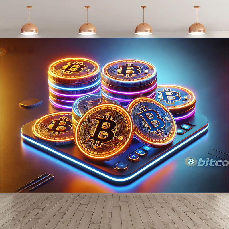 Krypto-Bitcoin-Wandteppich, Ne – Office Tech Background Bewertung und Preis