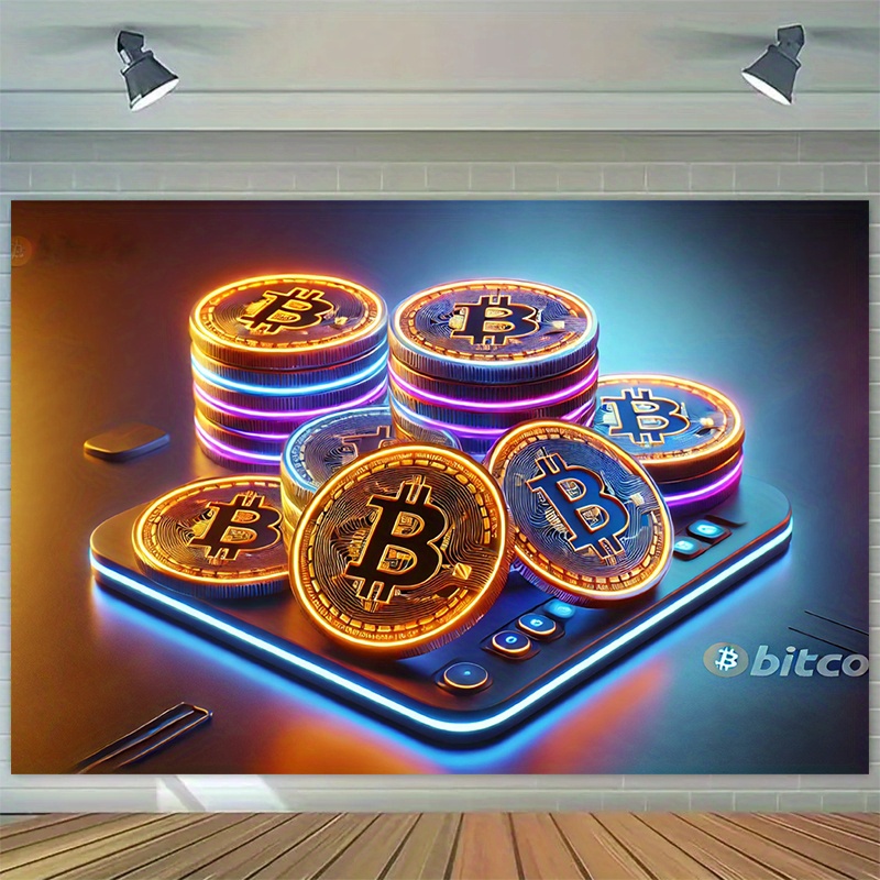 Krypto-Bitcoin-Wandteppich, Ne – Office Tech Background Bewertung und Preis